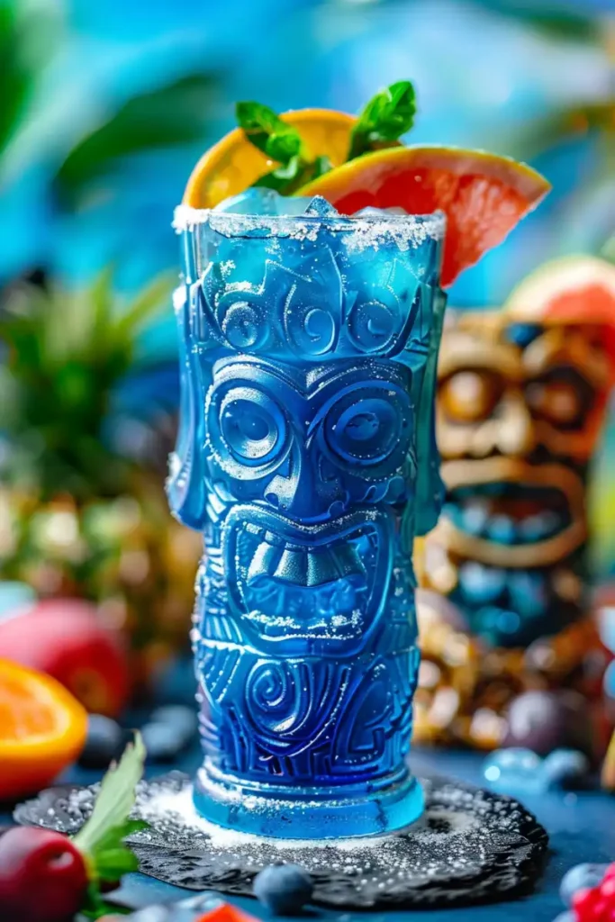 blue hawaii mocktail presentation idea