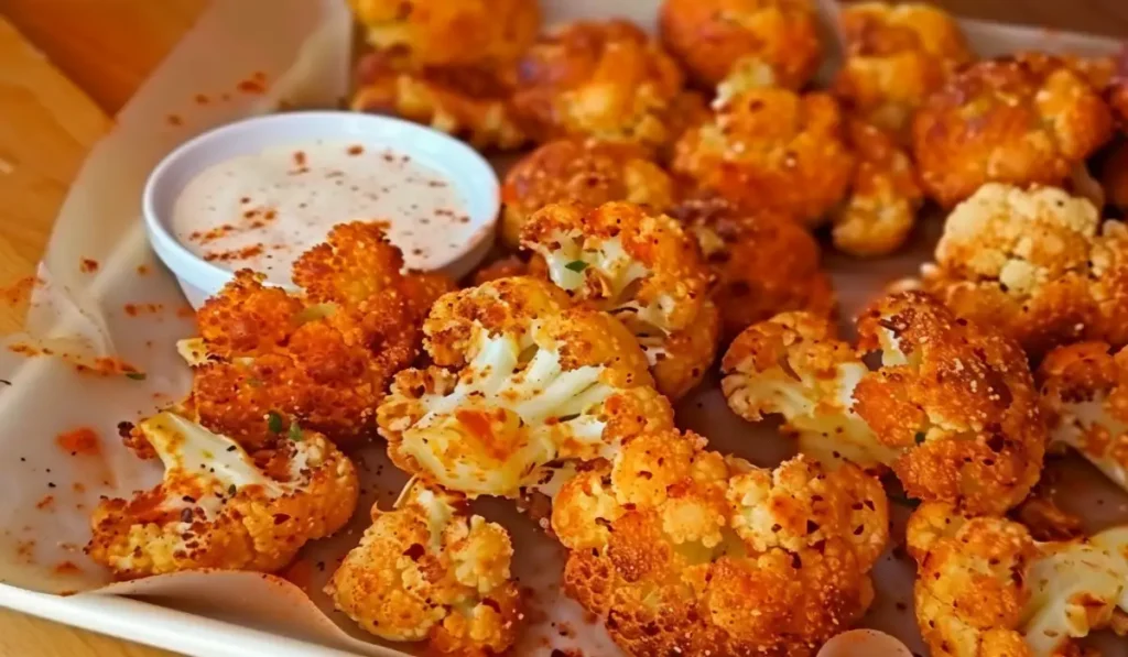 Crispy air fryer cauliflower with dipping sauce