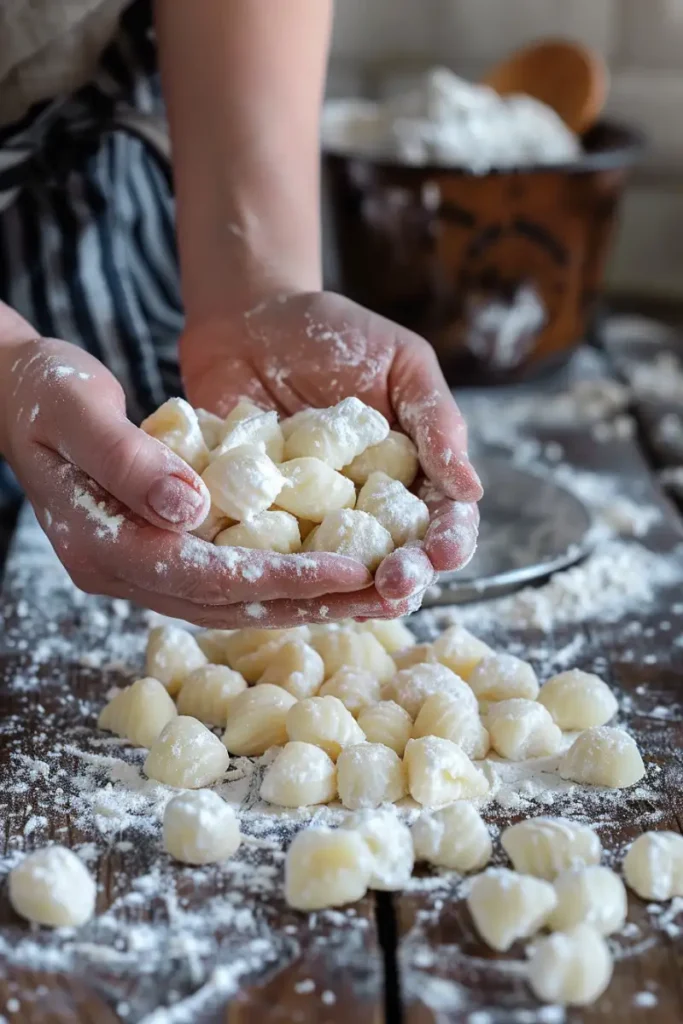 preparing gnocchi dough for gnocchi alla sorrentina