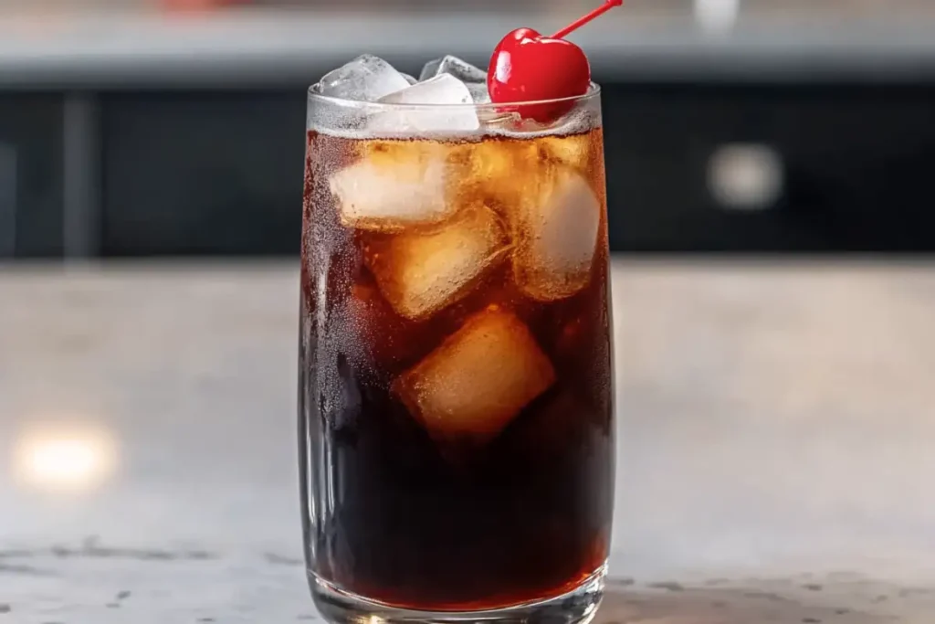 The Best Roy Rogers Drink you will love 1 Roy Rogers Drink with cola, grenadine, and cherry in vintage glass